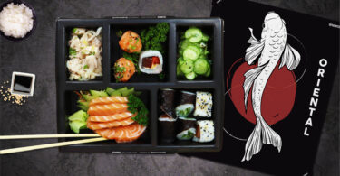 Bandeja bentô box em papel 5 divisoes capa