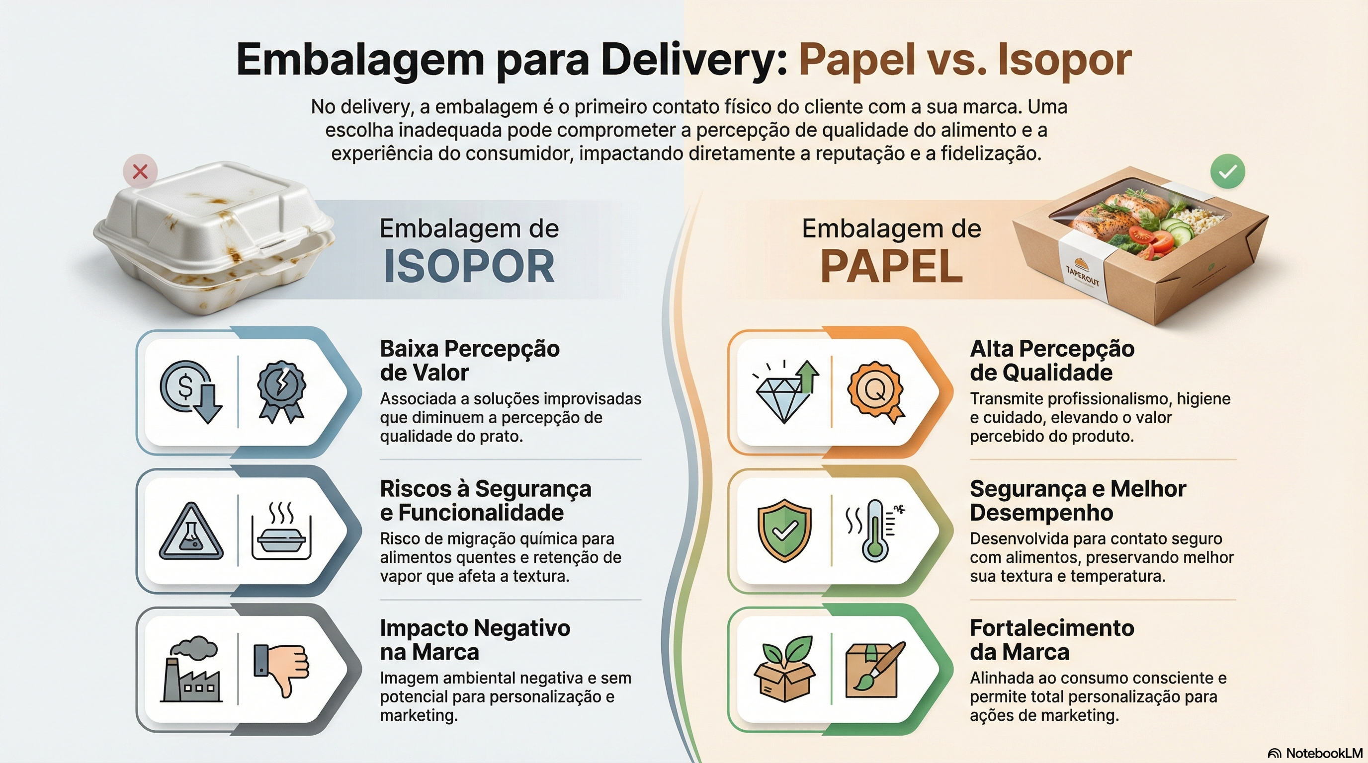 infografico embalagem de papel ou isopor