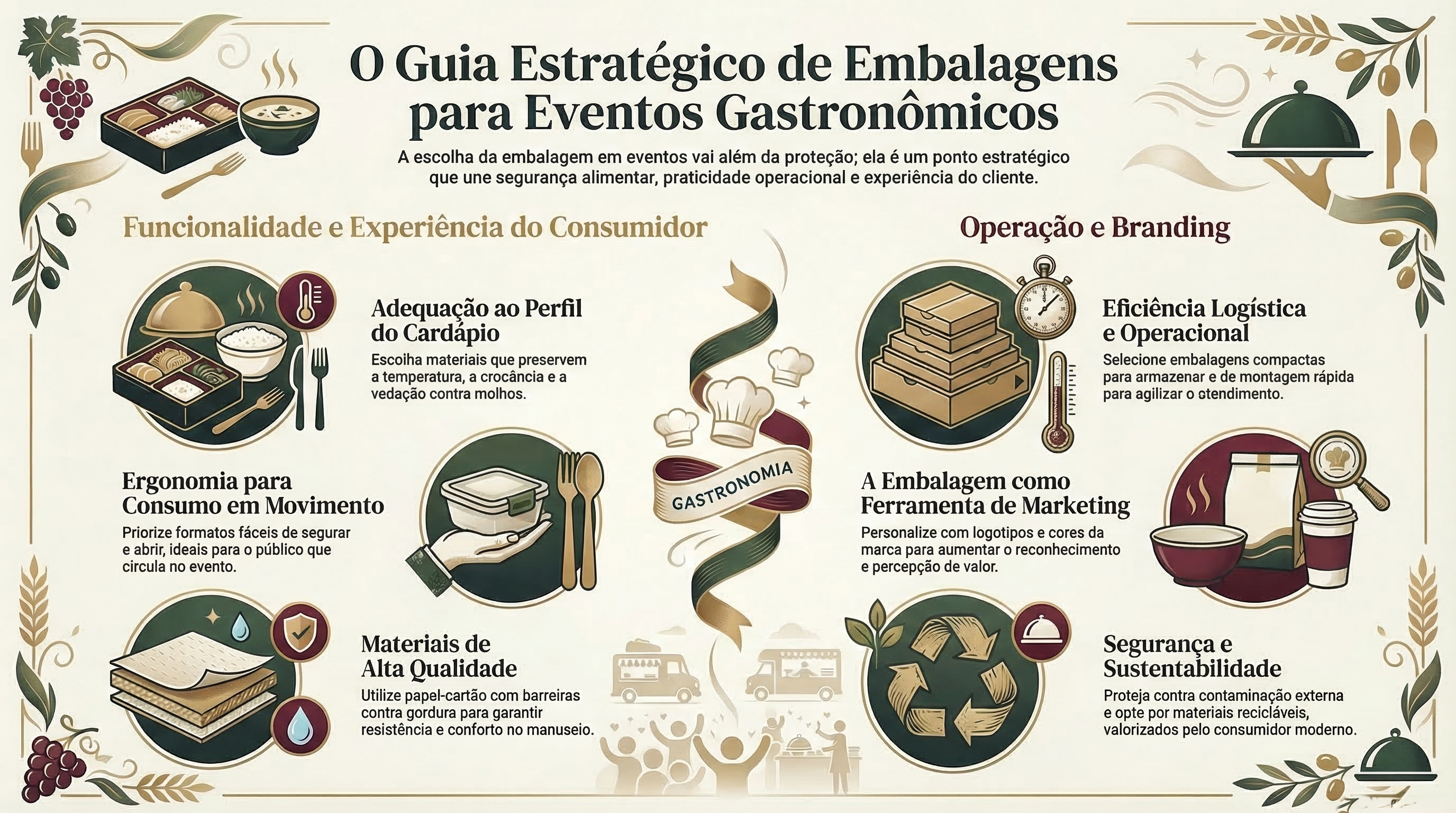 embalagens de alimentos em eventos