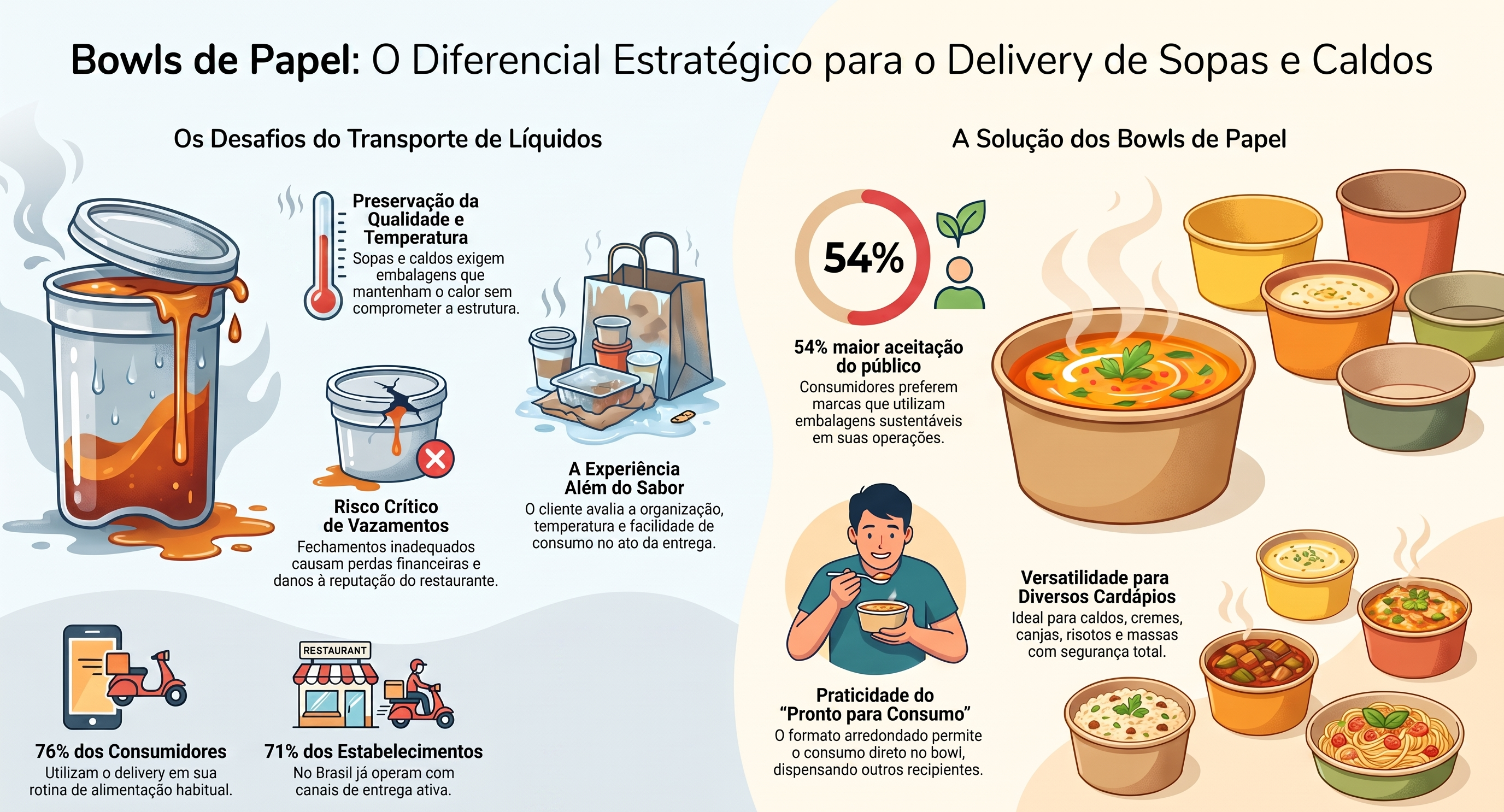 Bowls para sopas em papel infografico