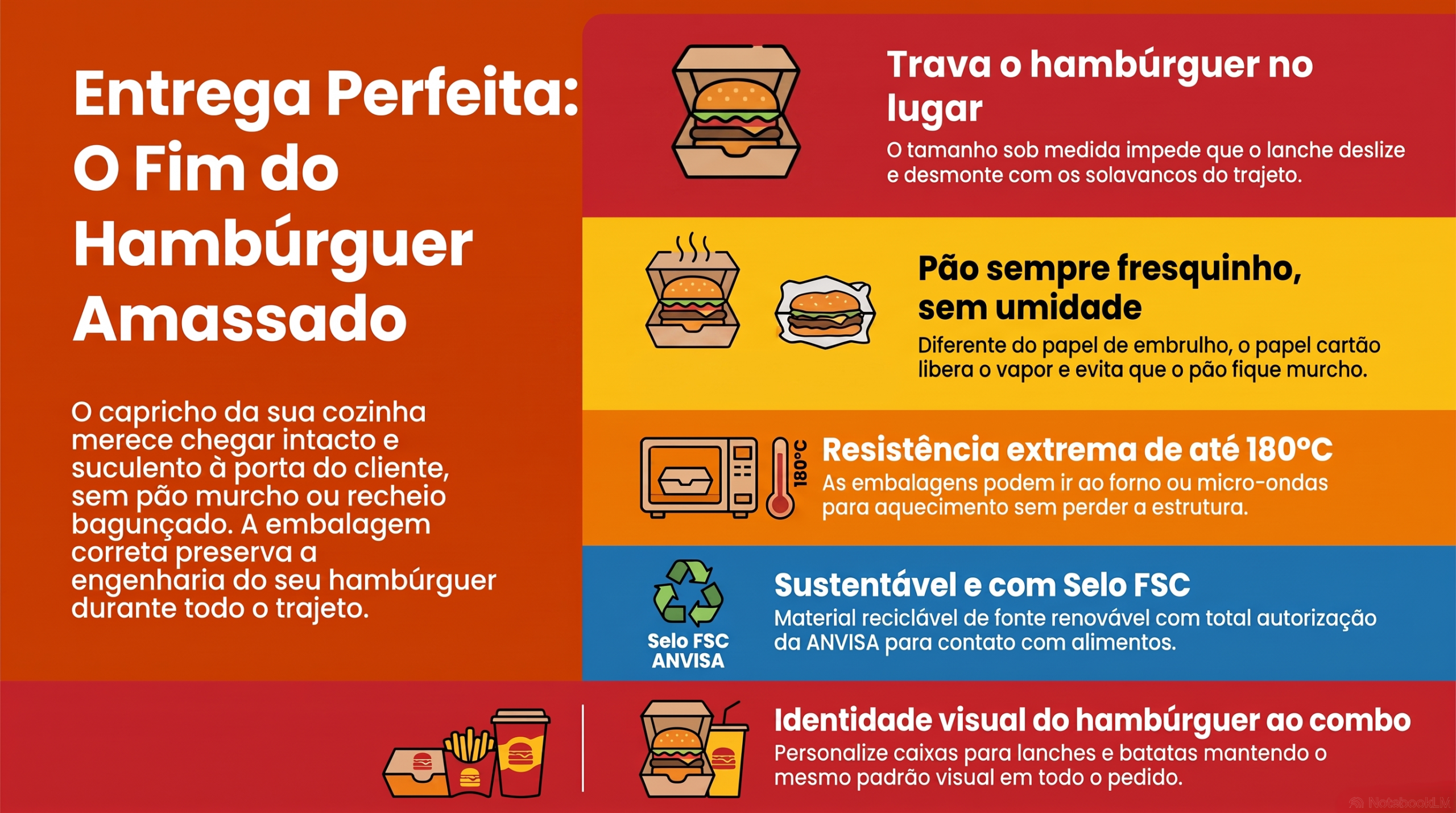Embalagem para hambúrguer delivery
